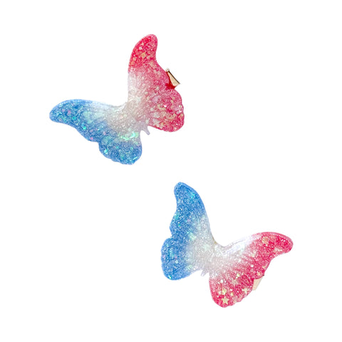 Red White & Blue Butterfly Clip