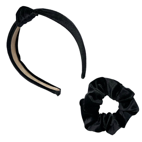 Black Velvet Top Knot Headband or Scrunchie