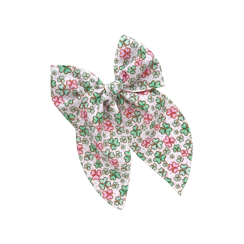 Large Pink & Green Shamrock Fable Bow