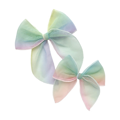 Rainbow Tulle Fable Bow