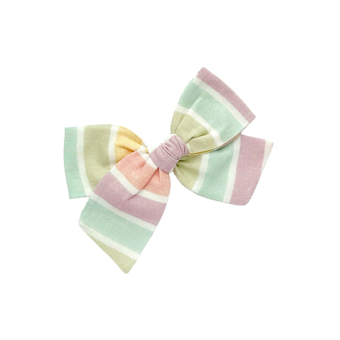 Pastel Rainbow Stripe Pinwheel Bow
