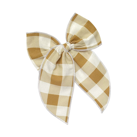Camel Gingham Fable Bow