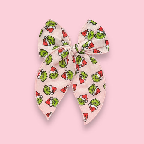 Pink Grinch Fable Bow