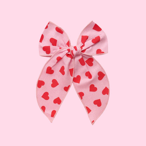 Pink and Red Heart Fable Bow