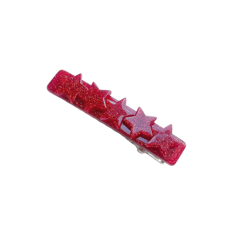 Red Glitter Star Bar Clip