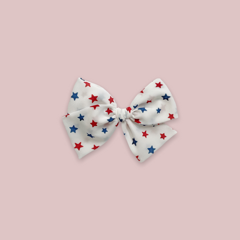 Patriotic Star Crepe Pinwheel Fabric Bow