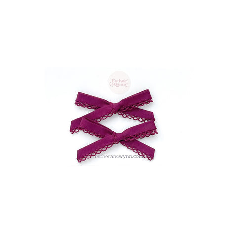 Berry Crochet Edge Pigtail Bow Set