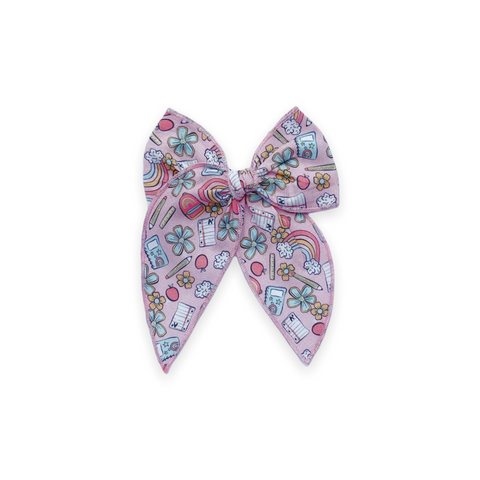 Pink School Supply Print Fable Bow