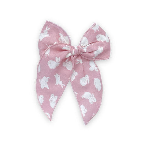 Pink & White Bunny Print Fable Bow