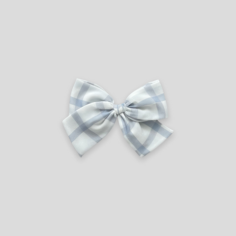 Pastel Blue Plaid Crepe Pinwheel Fabric Bow
