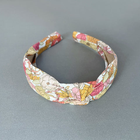 Golden and Pink Floral Knot Hard Headband