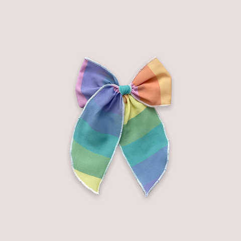 Large Rainbow Stripe Crepe Fable Bow