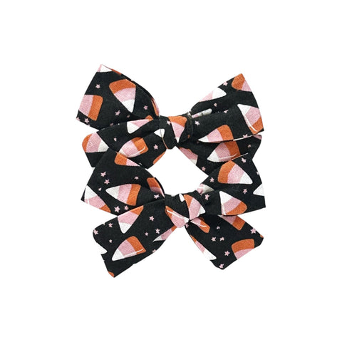 Black Candy Corn Print Pigtail Set