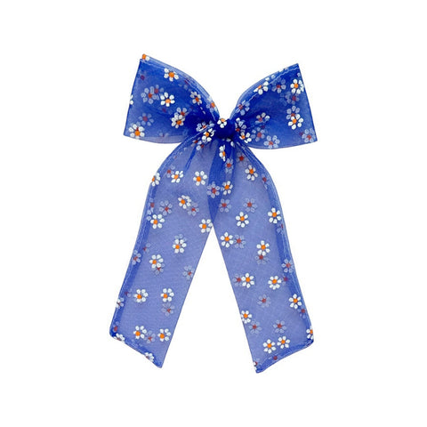 Blue Daisy Mesh Longtail Bow