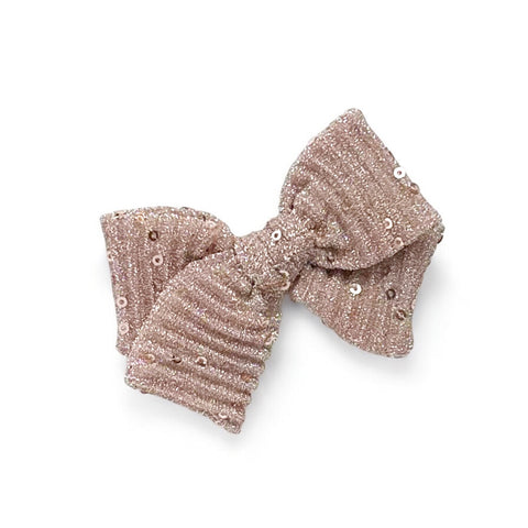 Champagne Sequin Rib Knit Bow