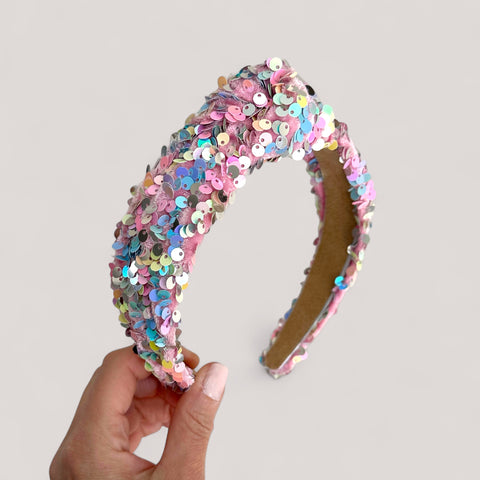 Rainbow Sequin Velvet Headband
