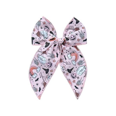 Pink Spooky Print Fable Bow