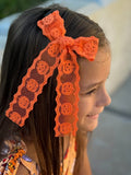 Orange Pumpkin Lace Bow