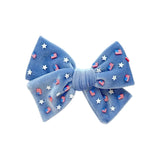 Blue Flag & Star Velvet Bow