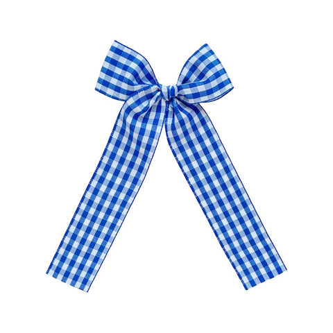 Blue Gingham Longtail Bow