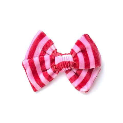 Red & Pink Stripe Velvet Pinwheel Bow