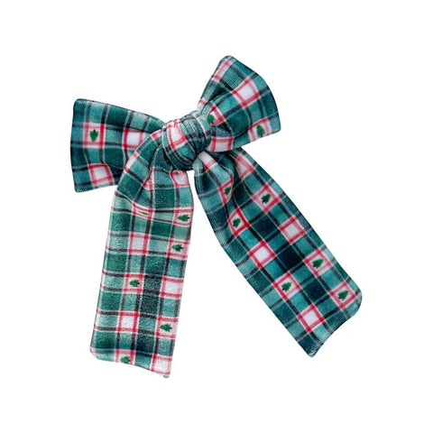 Green Christmas Plaid Longtail Bow