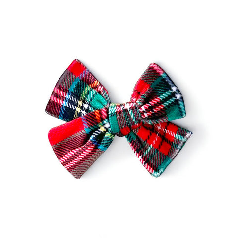 Red Christmas Plaid Pinwheel Bow