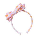 Pink & Orange Plaid Velvet Bow Headband
