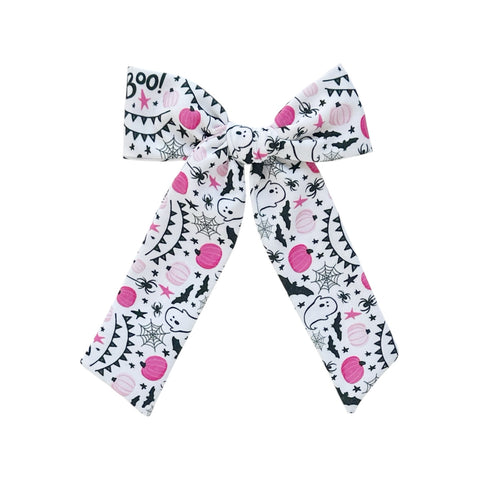 Halloween Party Print Longtail Bow