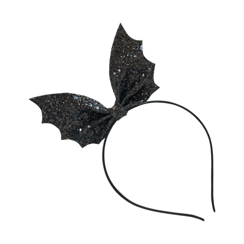 Black Glitter Bat Headband