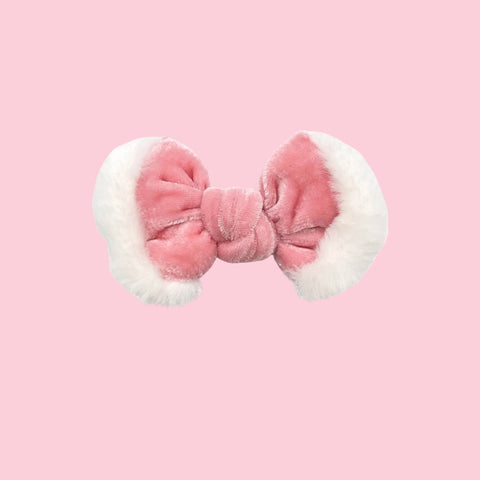 Pink Santa Velvet Knot Bow