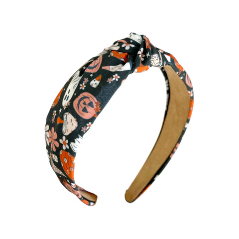 Black Halloween Print Knot Headband