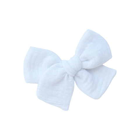 White Muslin Gauze Pinwheel Bow