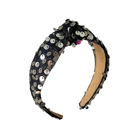 Black Disco Sequin Knot Headband