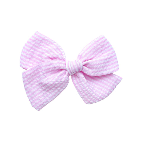 Pink Seersucker Pinwheel Bow