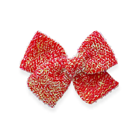 Red Tinsel Pinwheel Bow
