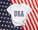 Floral USA Tee- Adult/Child