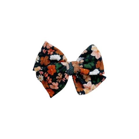 Fall Floral Ribbed Pinwheel Bow