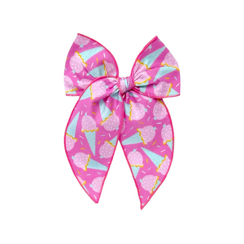 Pink Ice Cream Print Fable Bow