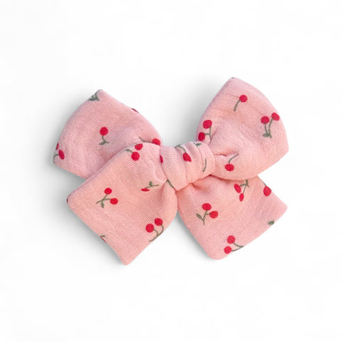Pink Cherry Gauze Pinwheel Bow