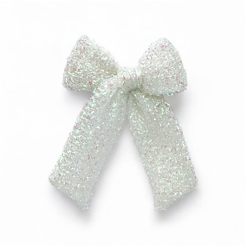 White Tinsel Longtail Bow