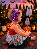 Embellished Velvet Halloween Longtail Bow
