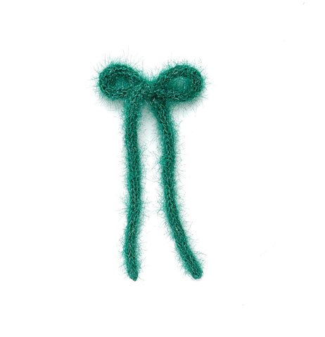 Green Tinsel Longtail Knit Bow