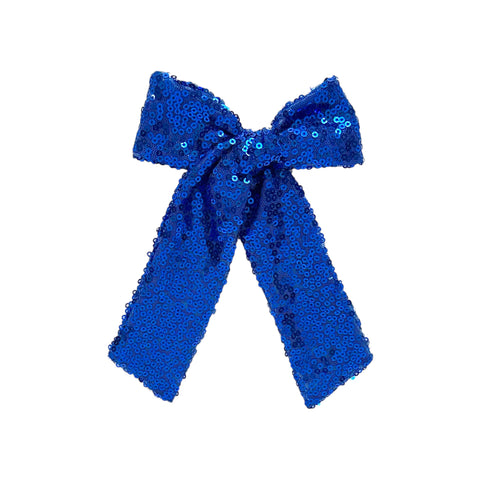Blue Sequin Longtail Bow