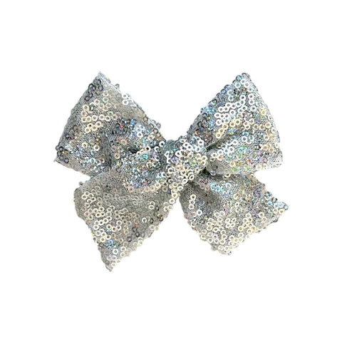 Silver Iridescent Sequin Bow