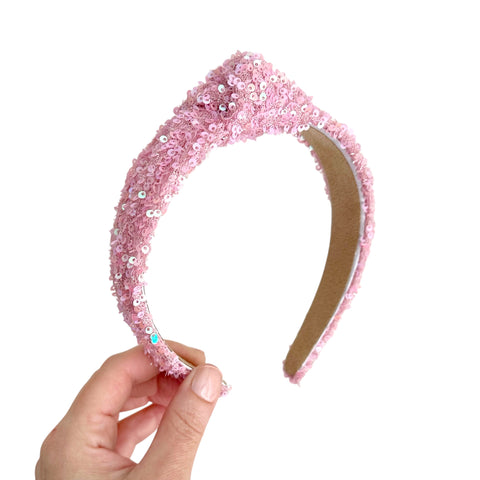 Light Pink Sequin Knot Headband