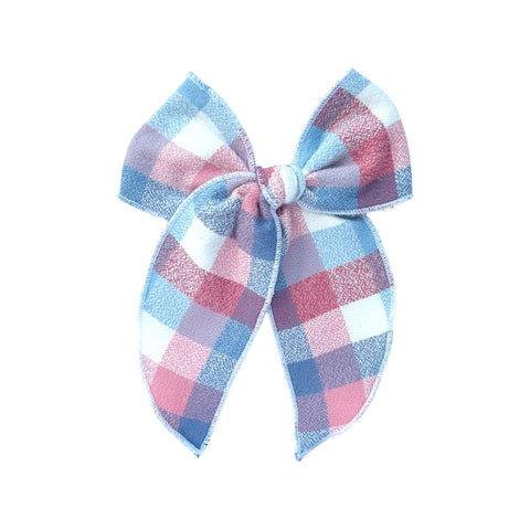 Red White & Blue Plaid Fable Bow