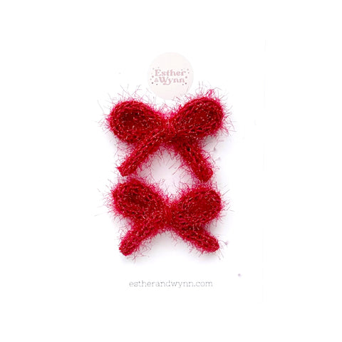 Red Tinsel Knit Pigtail Set