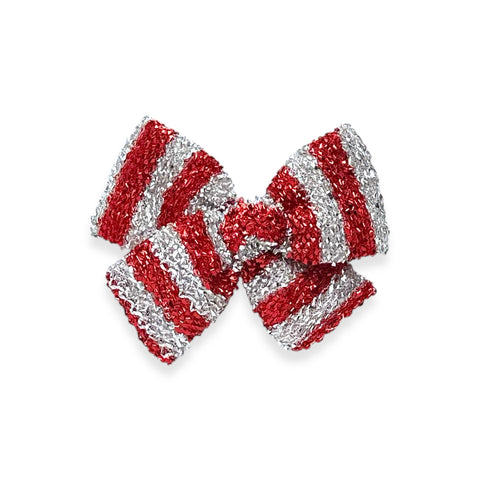 Candy Cane Stripe Tinsel Pinwheel Bow