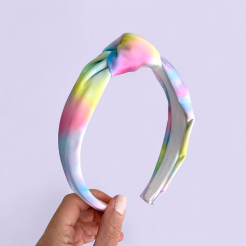 Rainbow Watercolor Knot Headband